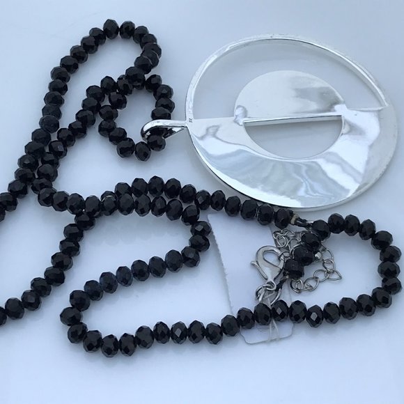 Argento Vivo Necklaces Silver Tone Black Beaded St - Picture 8 of 9